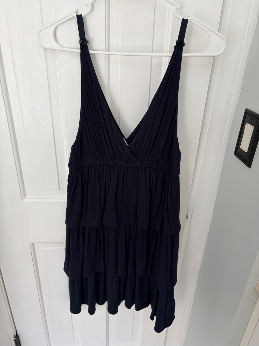 Women's J. crew Navy Tiered V-Neck cotton Stretchy Dress